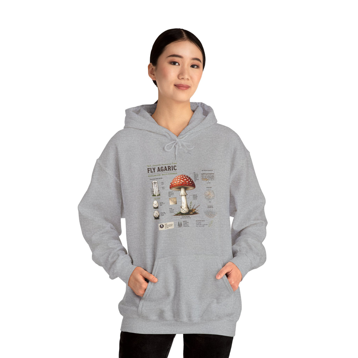 Fly Agaric Mushroom Hoodie – Vintage Mycology Diagram Sweatshirt