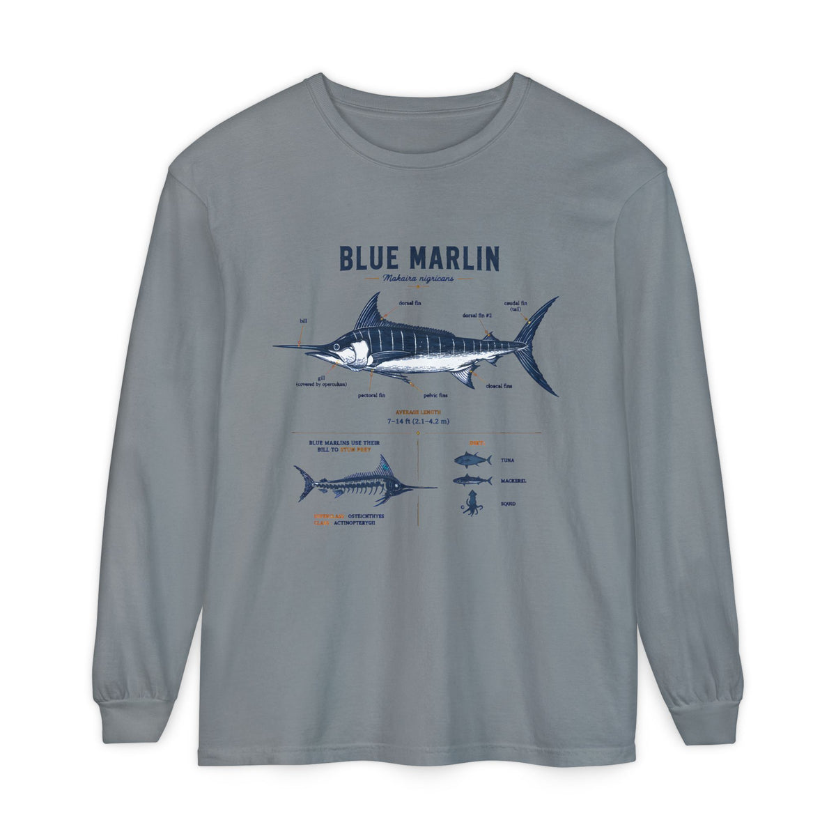 Blue Marlin Anatomy Long Sleeve Shirt