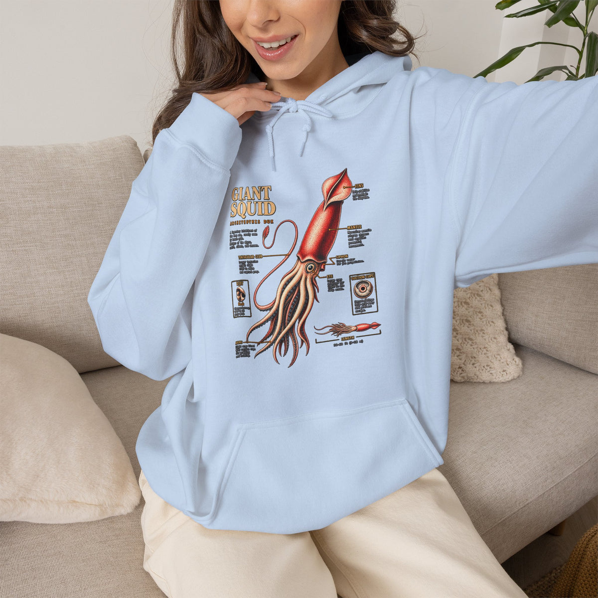 Squid Anatomy Hoodie — Vintage Scientific Illustration Pullover