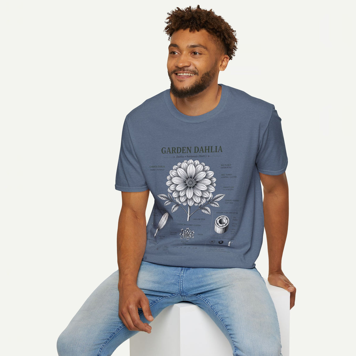 Dahlia Botanical Tee — 'Garden Dahlia' Floral Anatomy T-Shirt