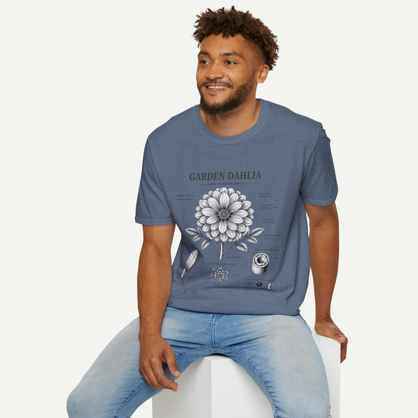 Dahlia Botanical Tee — 'Garden Dahlia' Floral Anatomy T-Shirt