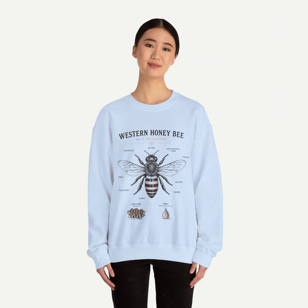 Western Honey Bee Sweatshirt — Vintage Bee Anatomy Graphic