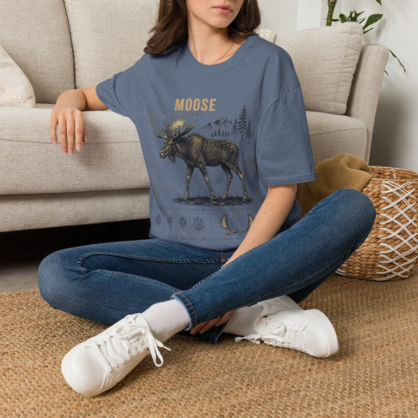 Moose Anatomy T-Shirt — Rustic Woodland Graphic Tee with Moose Design