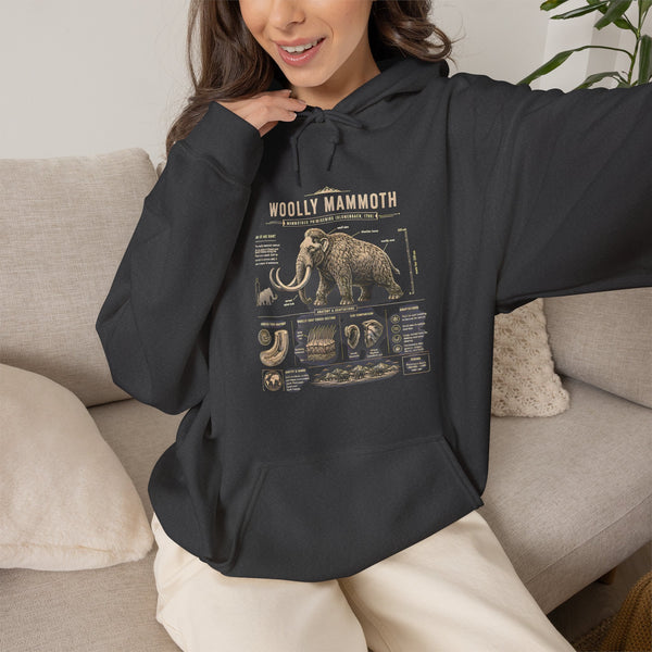 Woolly Mammoth Diagram Hoodie — Vintage Natural History Graphic Sweatshirt