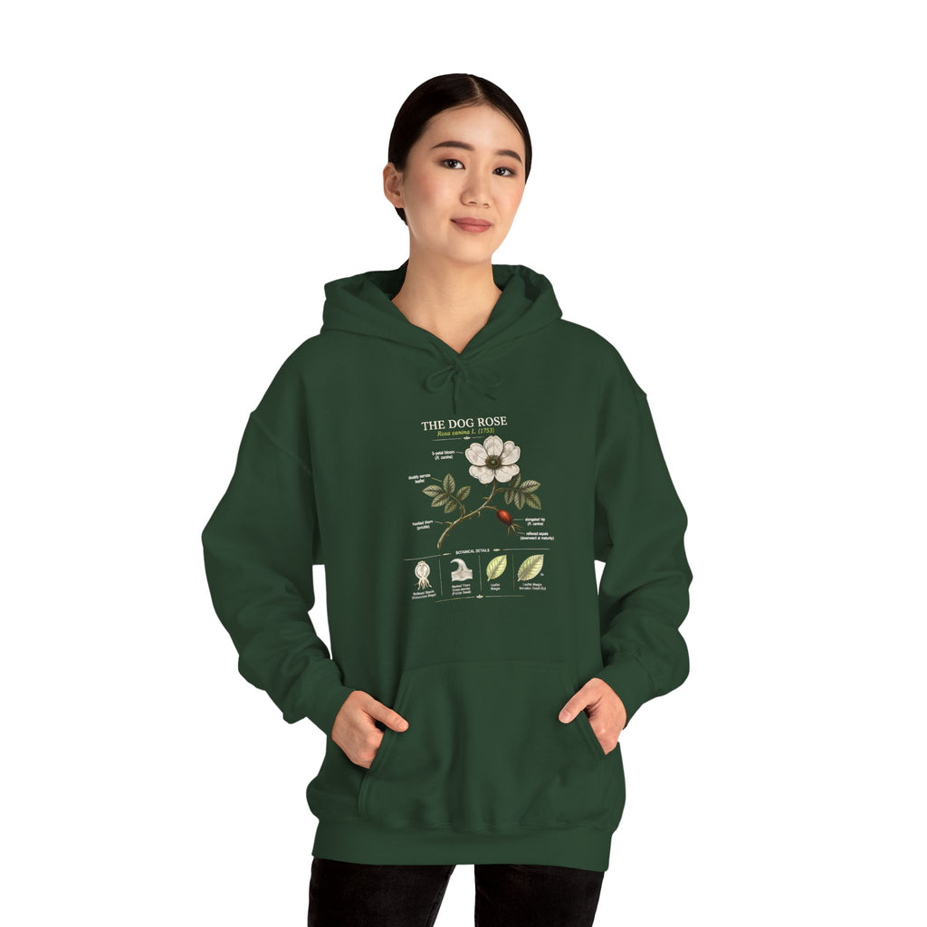 Floral Botanical Hoodie – White Dogwood Illustration with Text