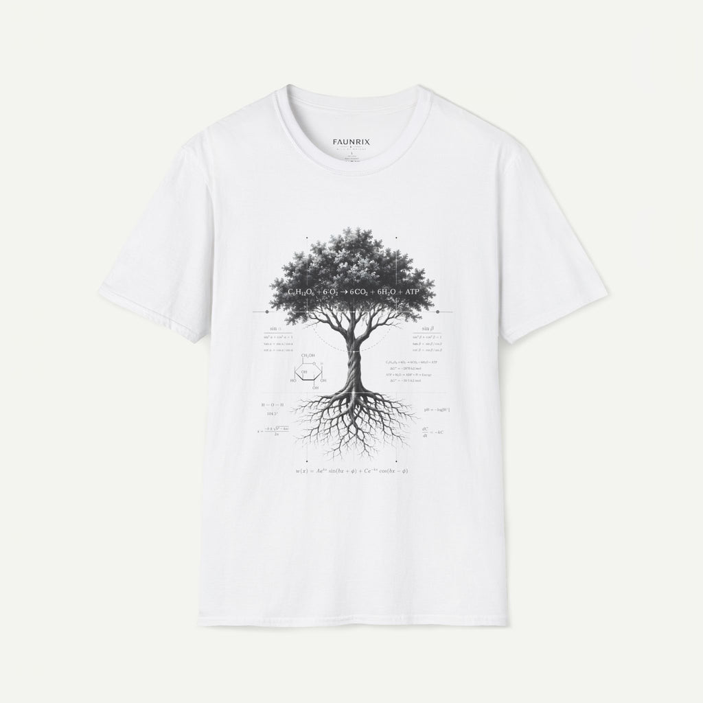 Tree of Life T‑Shirt — Botanical Graphic with Roots and Photosynthesis Diagram