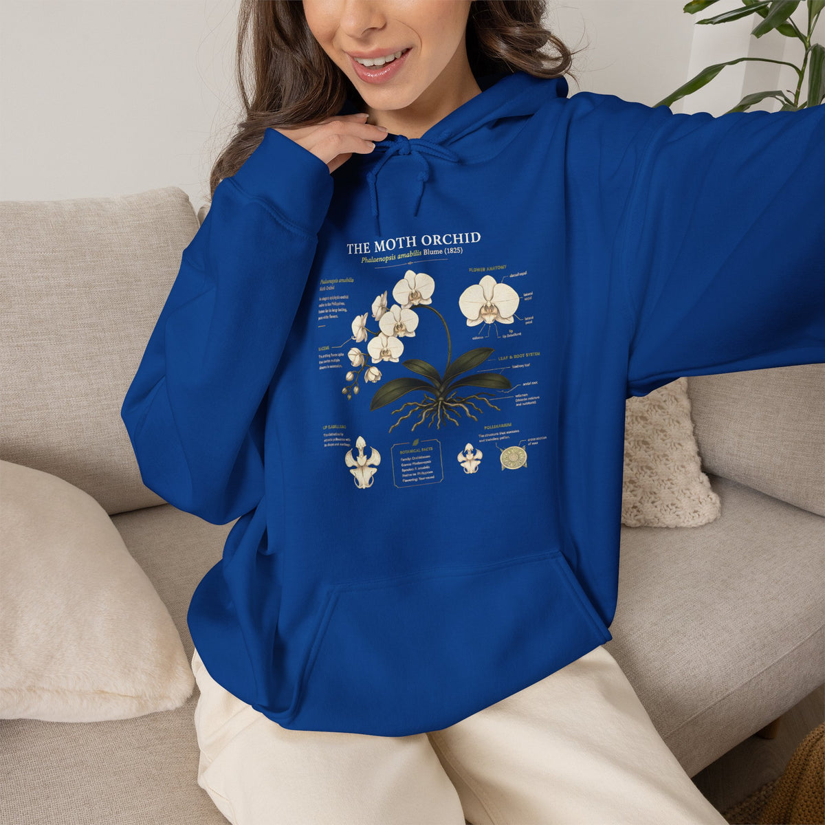 Botanical Orchid Anatomy Hoodie — Vintage Plant Illustration Sweatshirt