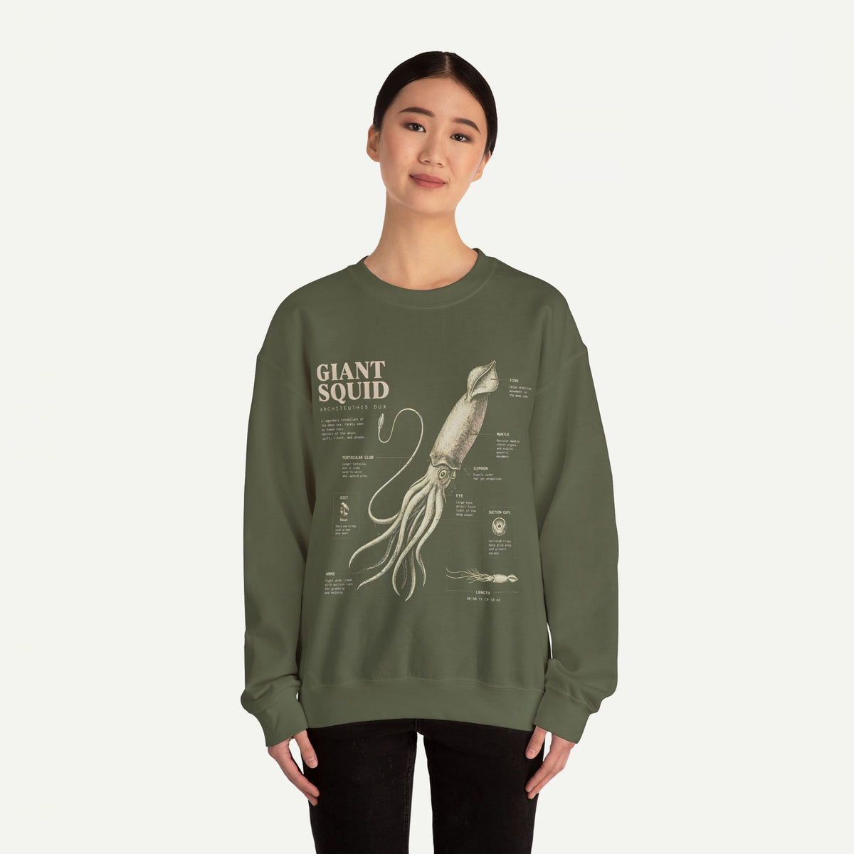 Giant Squid Anatomy Sweatshirt — Vintage Nautical Marine Biology Crewneck