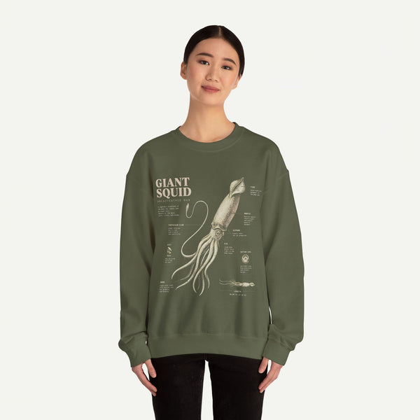 Giant Squid Anatomy Sweatshirt — Vintage Nautical Marine Biology Crewneck