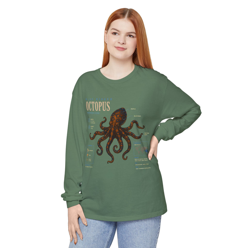 Octopus Anatomy Long Sleeve Tee — Vintage Marine Biology Graphic Shirt