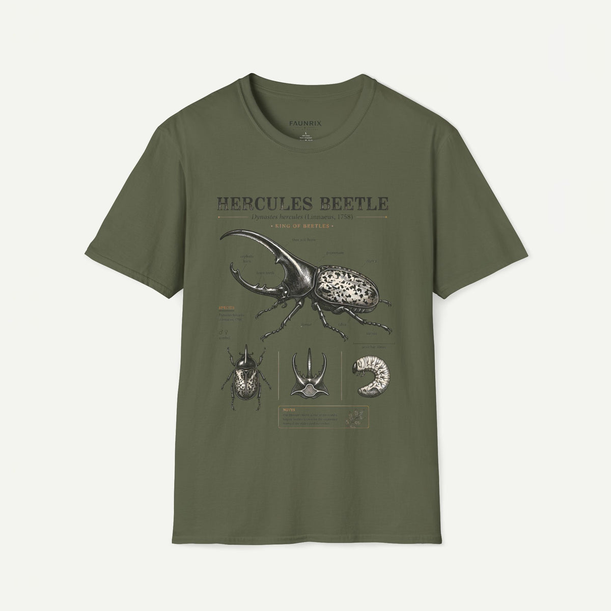 Hercules Beetle Anatomy T-Shirt — Vintage Entomology Graphic Tee