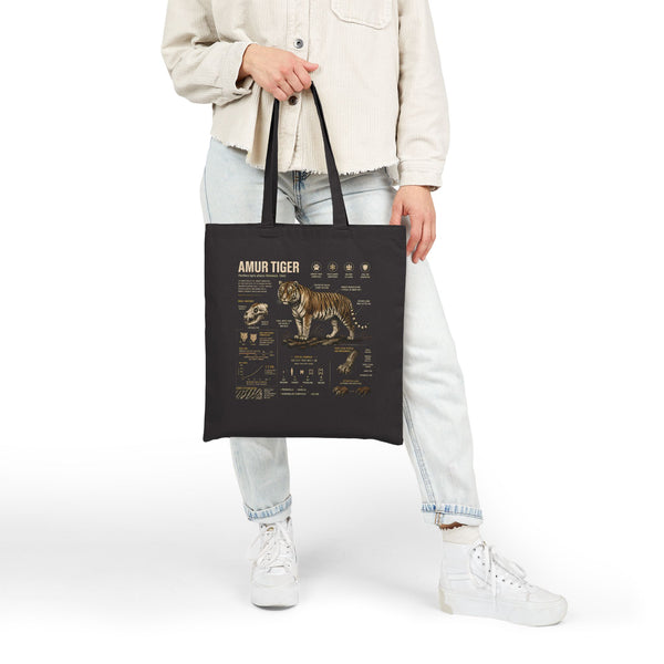 Amur Tiger Anatomy Tote Bag — Educational Wildlife Cotton Canvas Tote