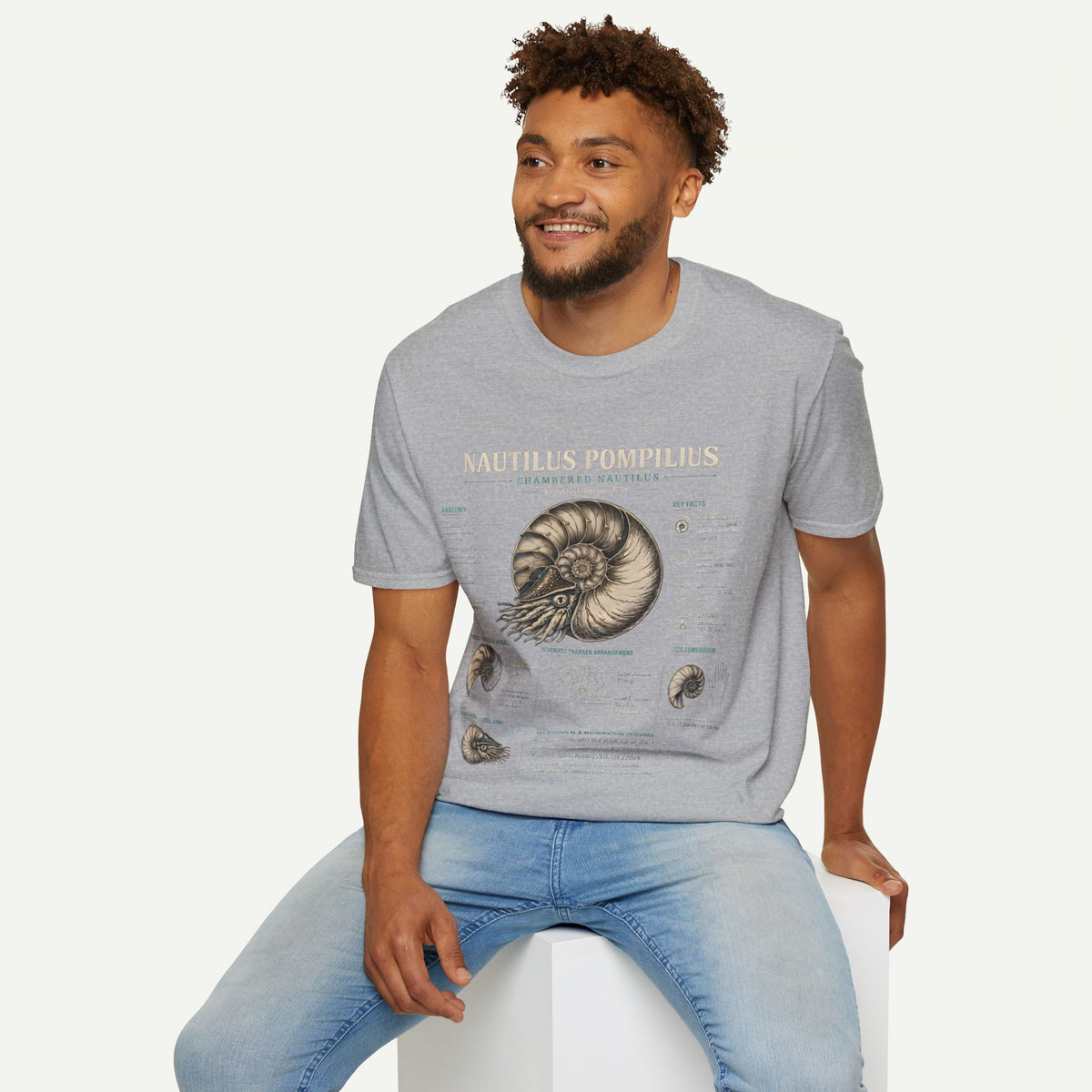Nautilus Pompilus Shell Anatomy T-Shirt — Vintage Scientific Illustration Tee