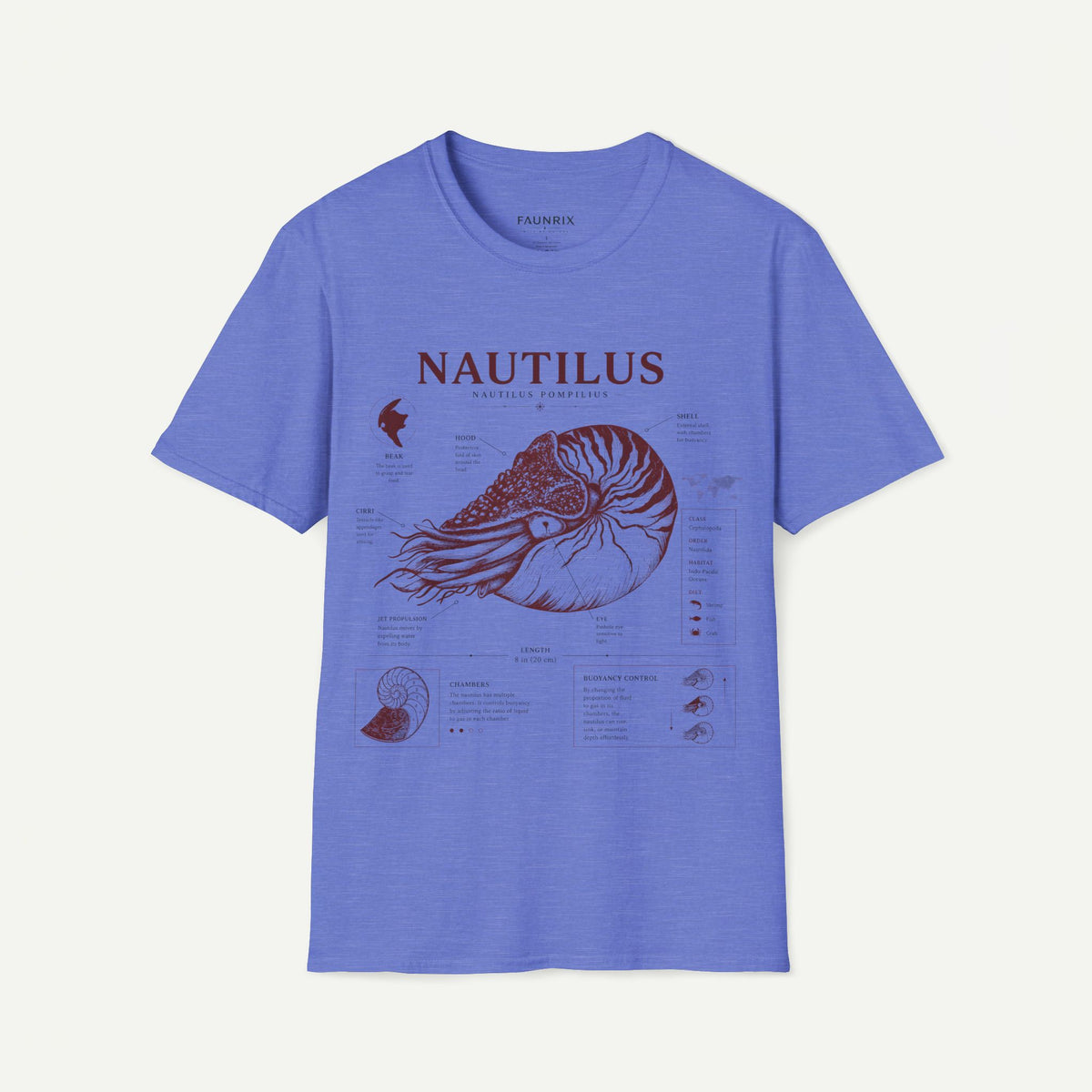 Nautilus Shell  Anatomy Graphic T-Shirt — Vintage Marine Biology Illustration