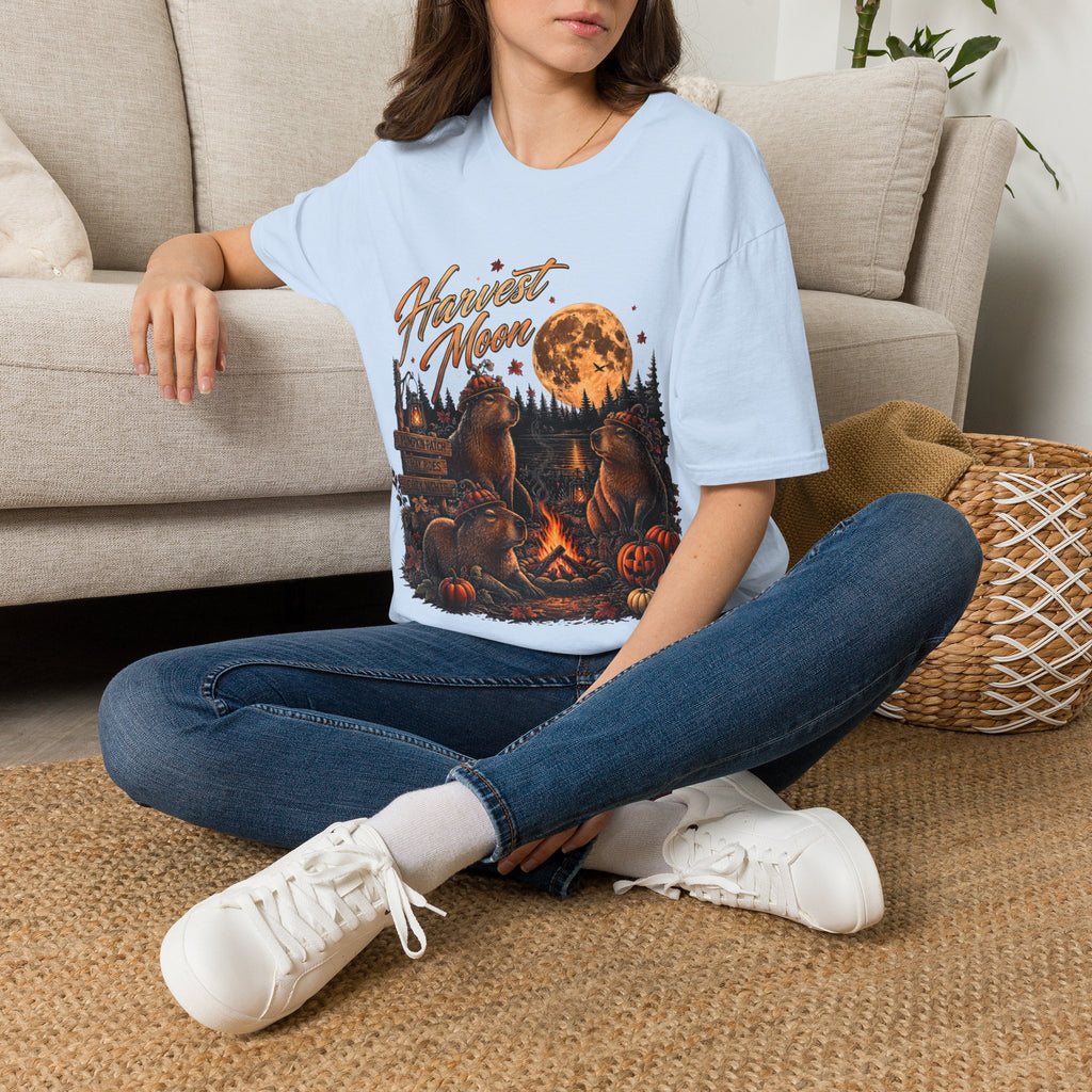 Harvest Moon T-Shirt — Autumn Campfire Bear Forest Tee