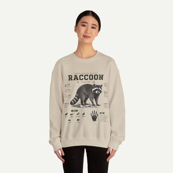 Raccoon Anatomy  Sweatshirt — Vintage Wildlife Illustration