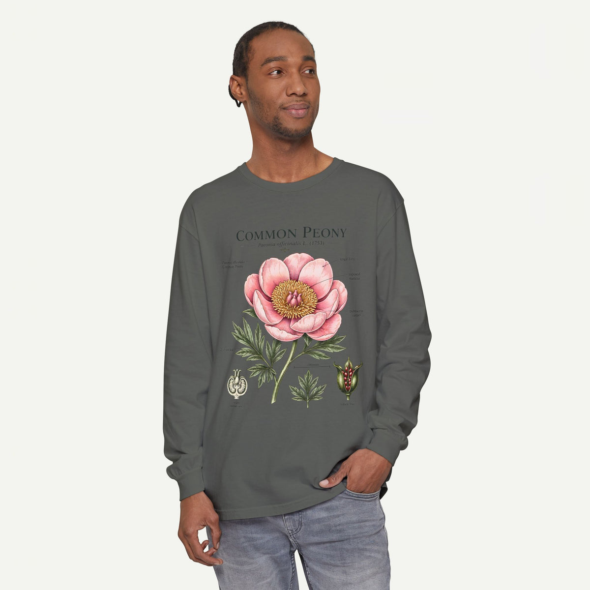 Botanical 'Common Peony' Long Sleeve Tee