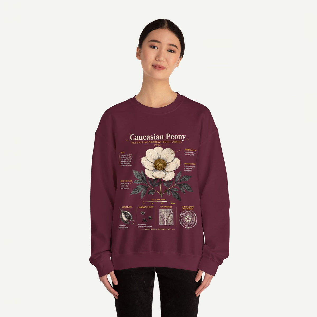 Caucasian Peony Botanical Crewneck Sweatshirt