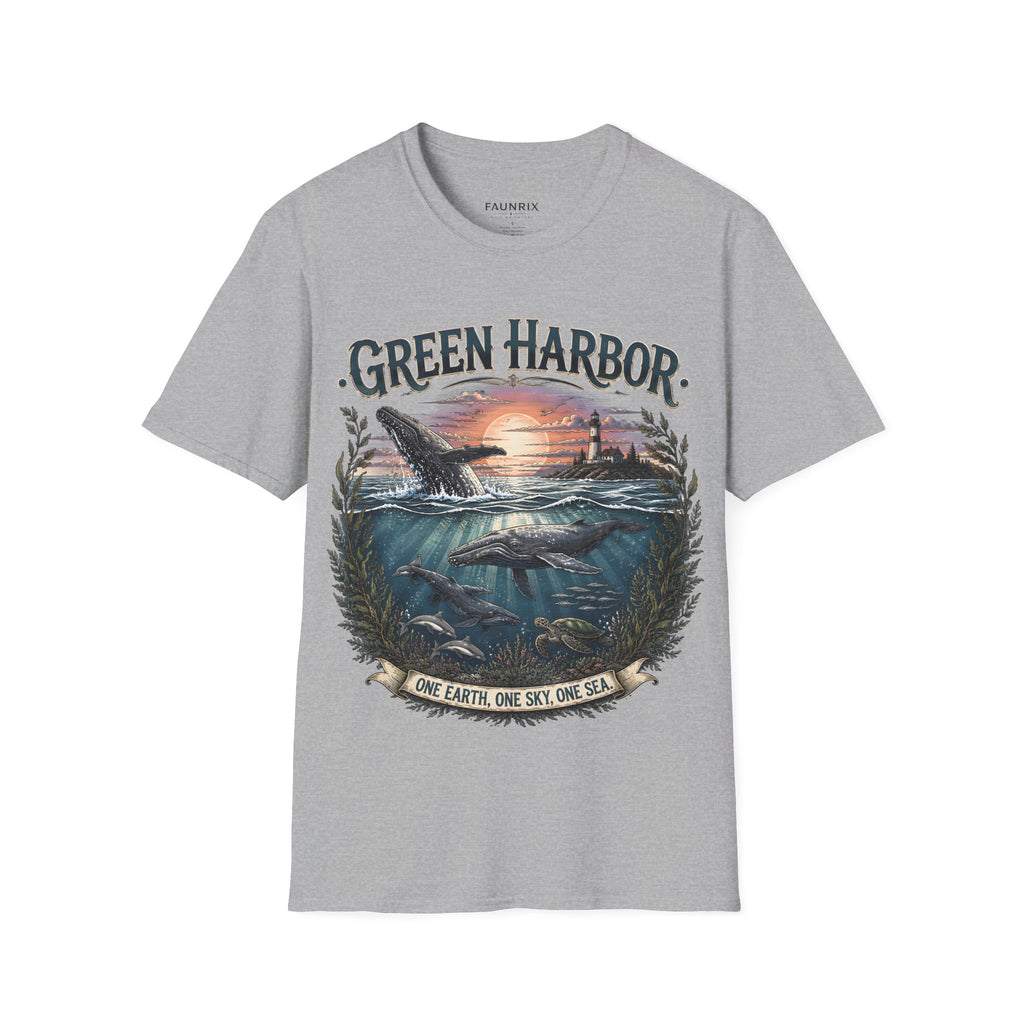Green Harbor Sunset Whale T-Shirt