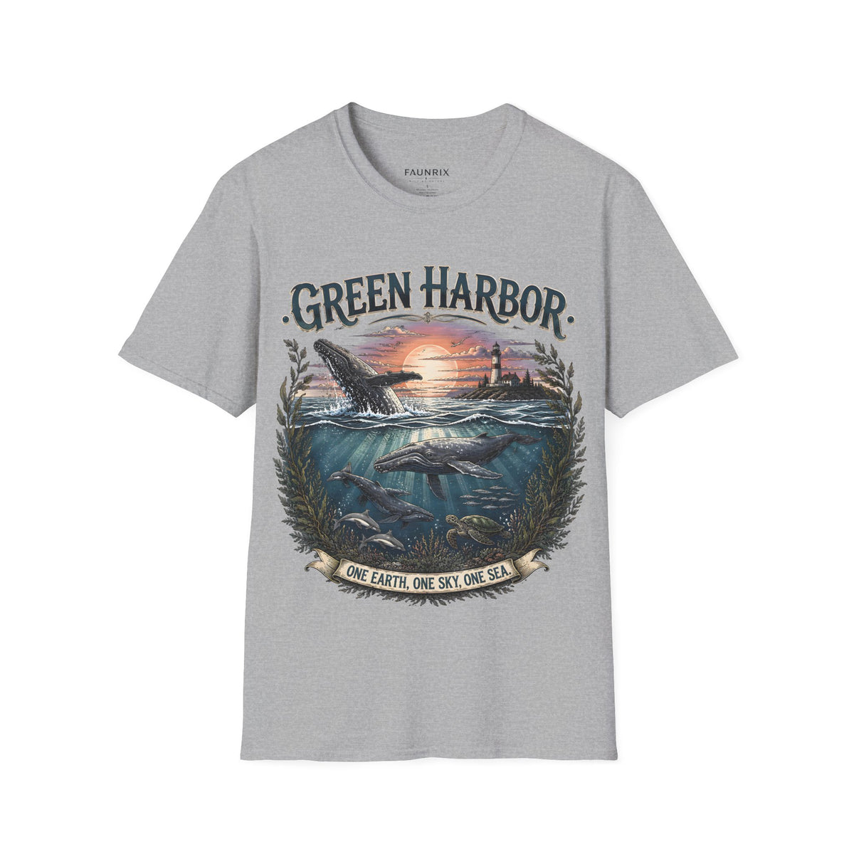 Green Harbor Sunset Whale T-Shirt