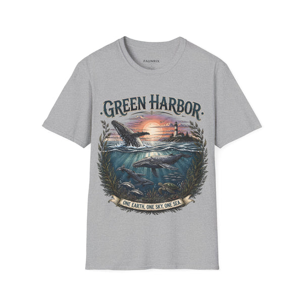 Green Harbor Sunset Whale T-Shirt