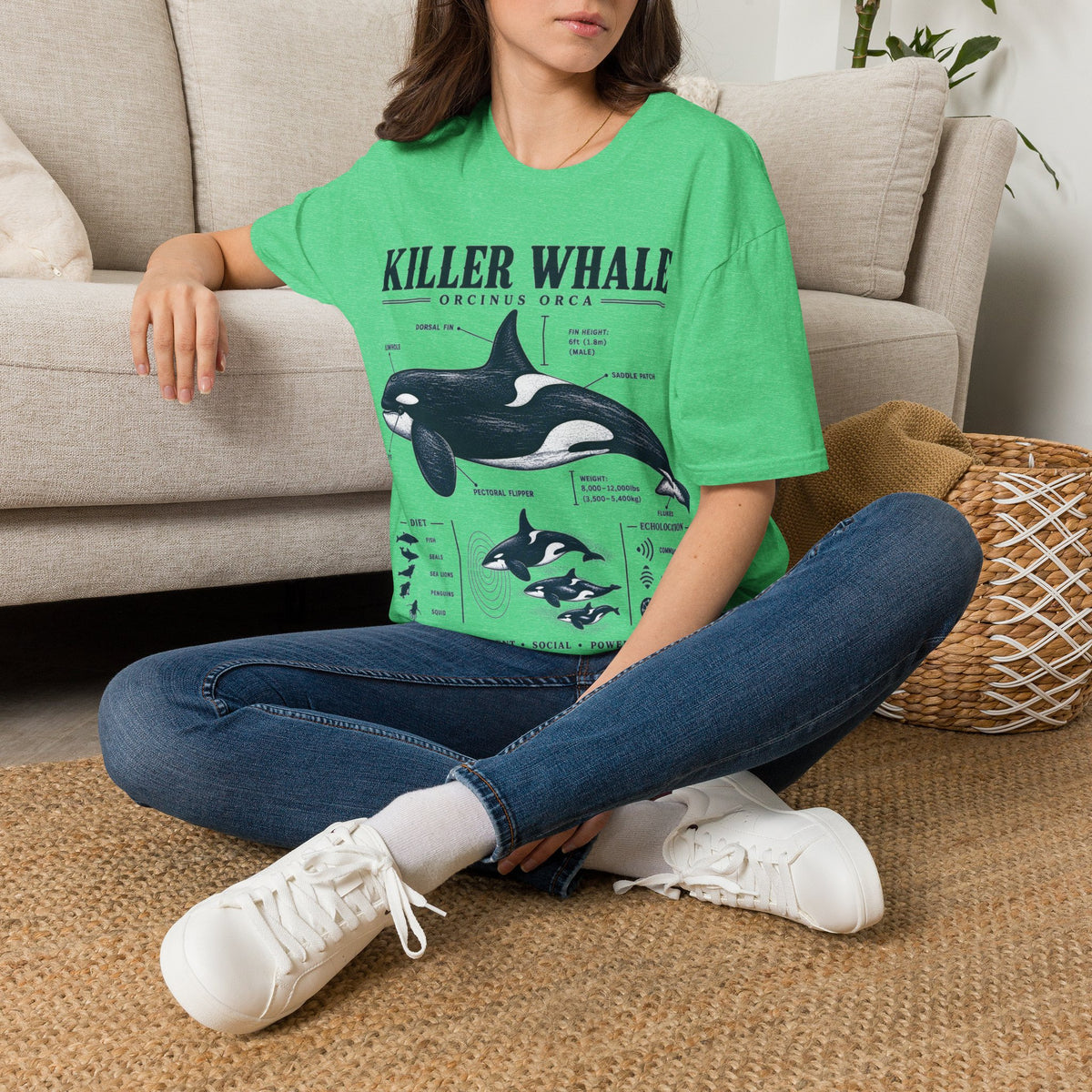 Killer Whale Diagram T-Shirt — Orcinus Orca Marine Life Graphic Tee
