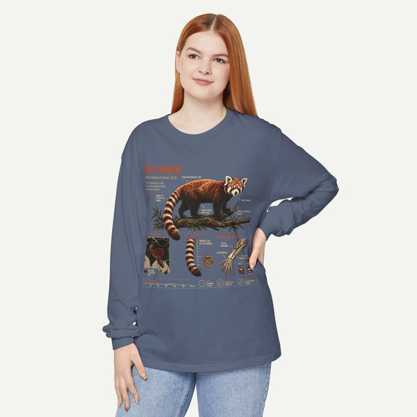 Red Panda Illustration Long Sleeve Tee — Wildlife Field Guide Graphic