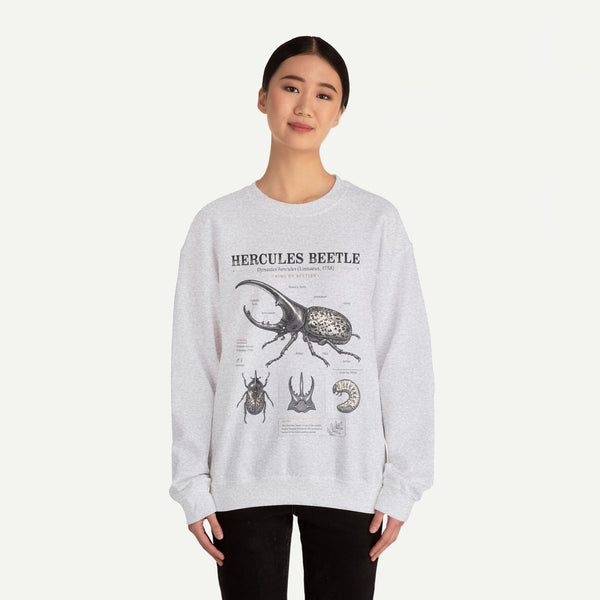 Hercules Beetle Anatomy  Crewneck Sweatshirt – Vintage Entomology Graphic