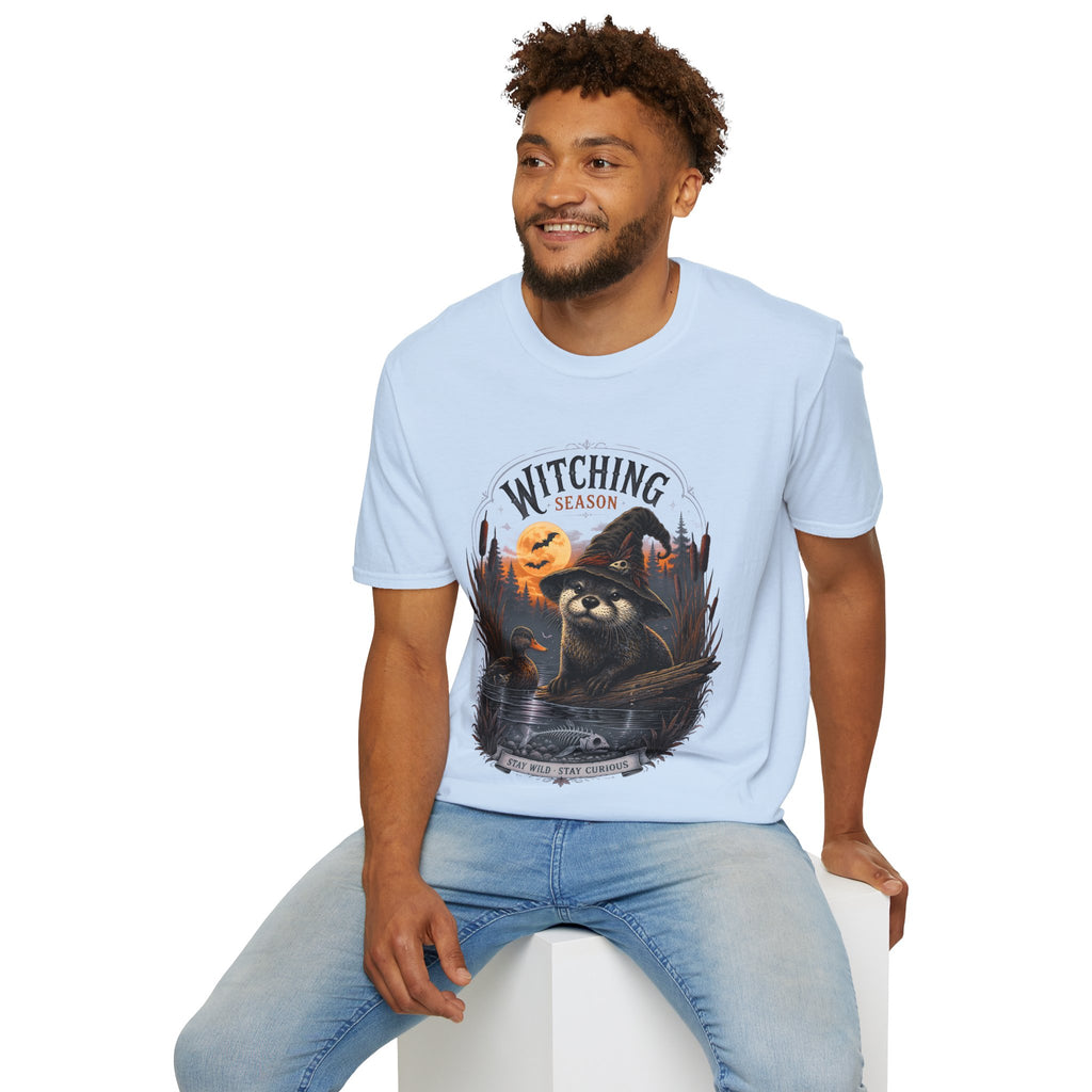 Witching Season T-Shirt — Halloween Witch Raccoon Graphic Tee