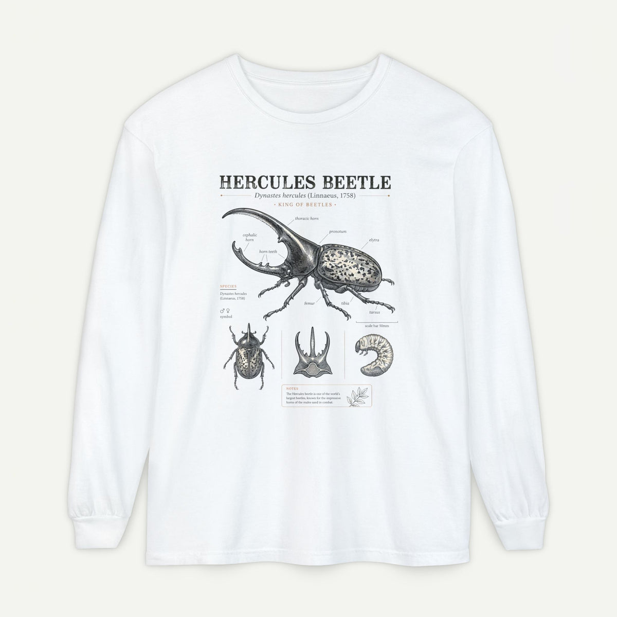 Hercules Beetle Anatomy Long Sleeve Tee