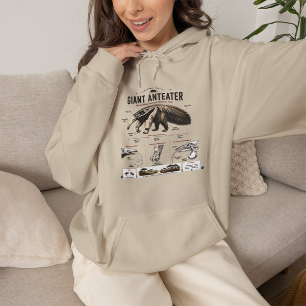 Giant Anteater Anatomy Hoodie — Illustrated Wildlife Diagram Sweatshirt