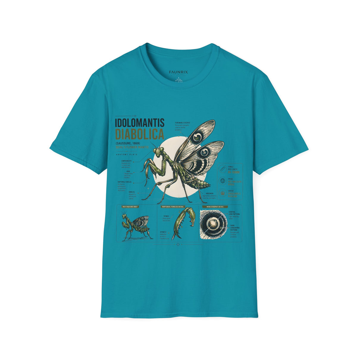 Praying Mantis Botanical Anatomy T-Shirt — Mantis Taxonomy Graphic Tee