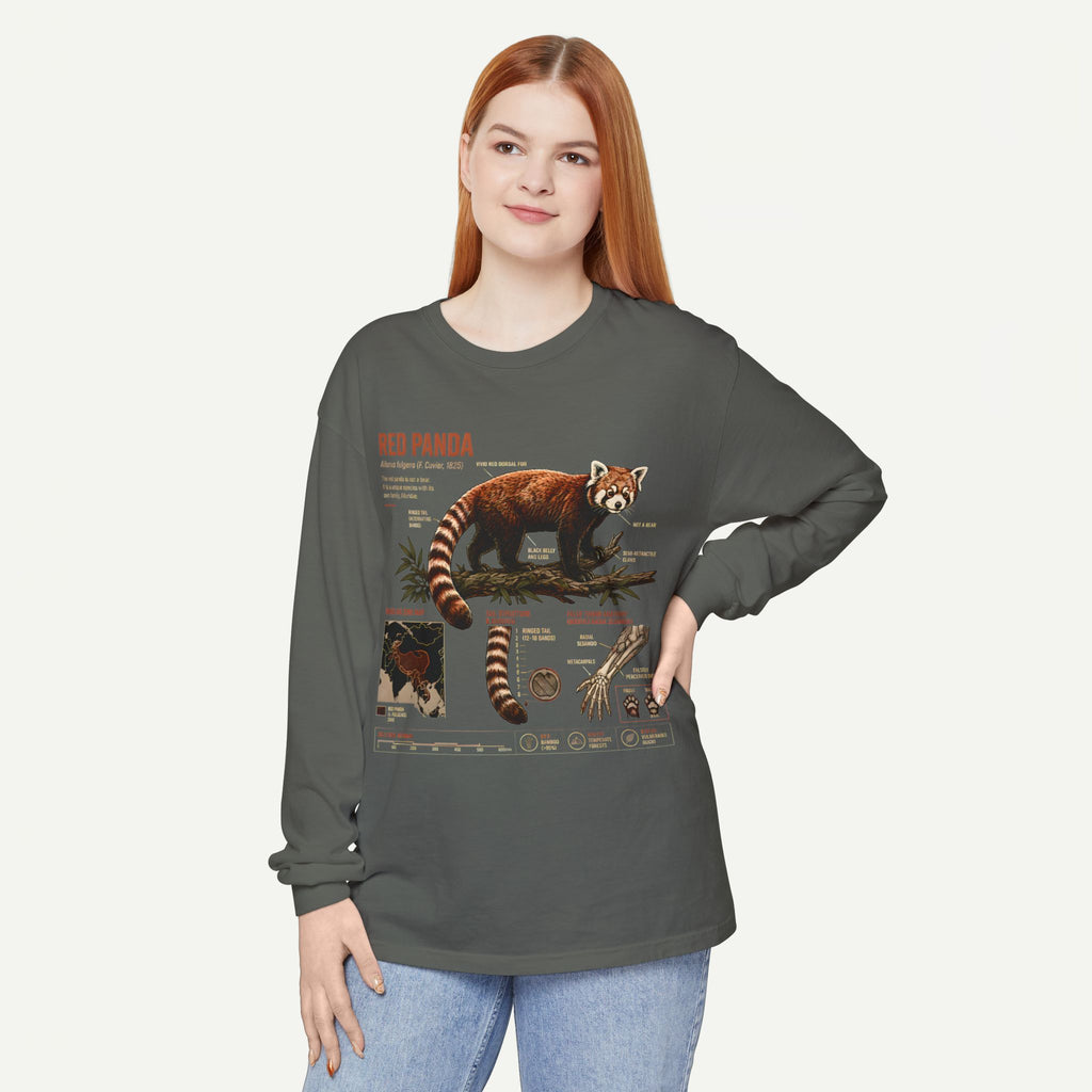Red Panda Illustrated Long Sleeve Tee — Wildlife Field Guide Shirt