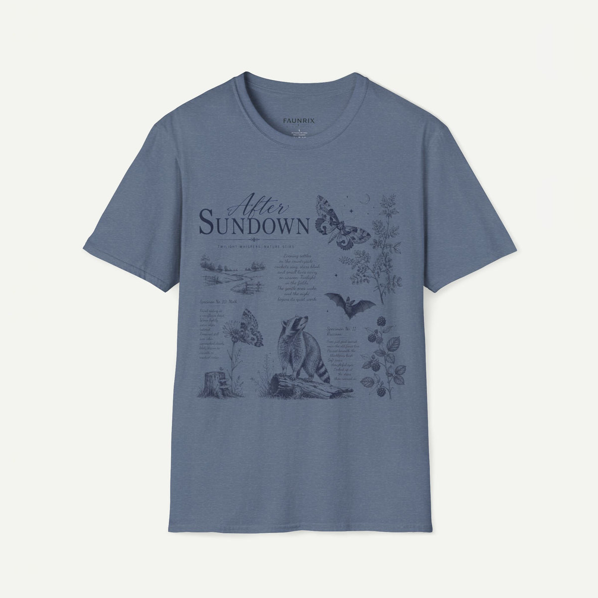After Sundown T-Shirt — Vintage Nightscape Tee with Butterfly & Nature Illustrations Main image