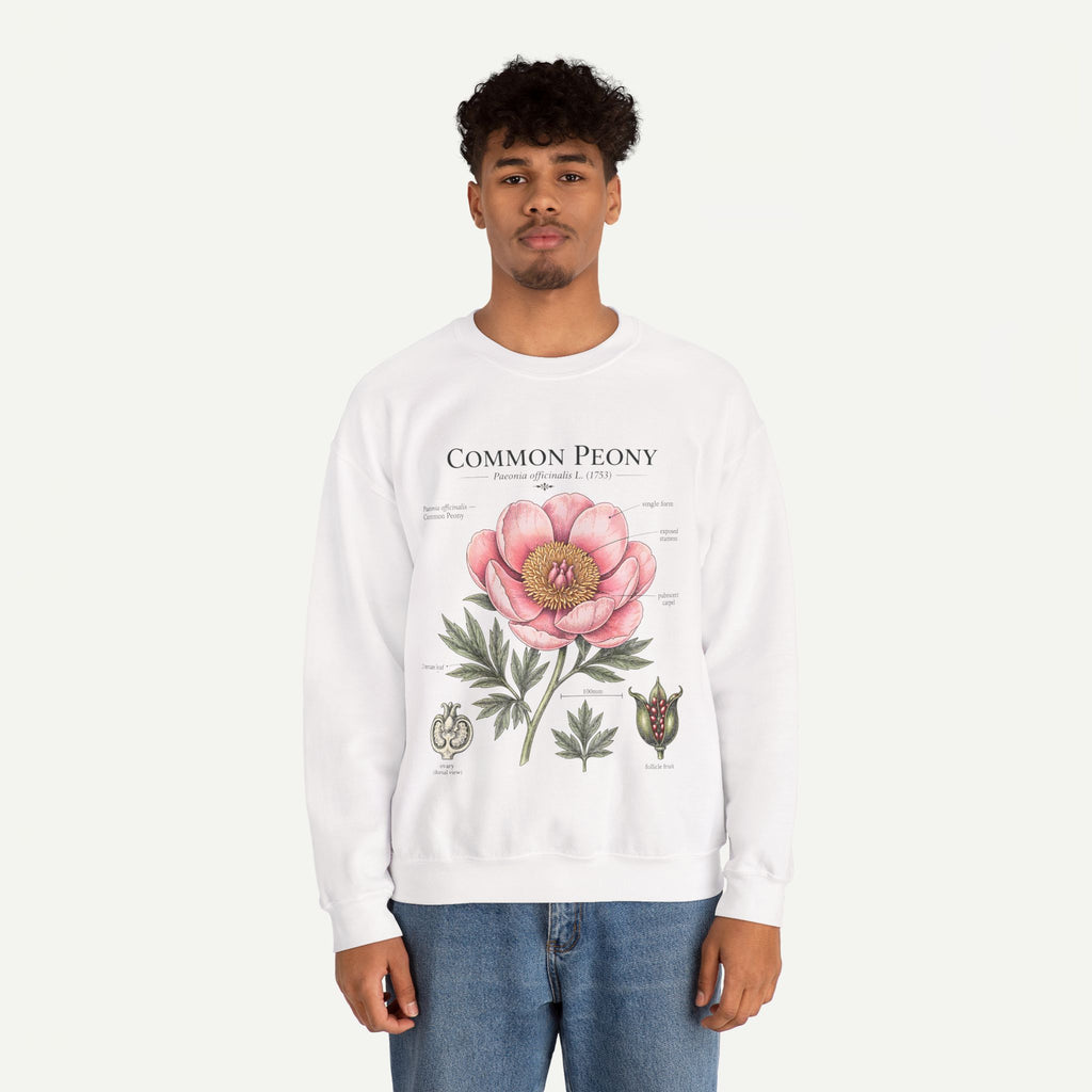 Peony Botanical Sweatshirt — "Common Peony" Floral Crewneck