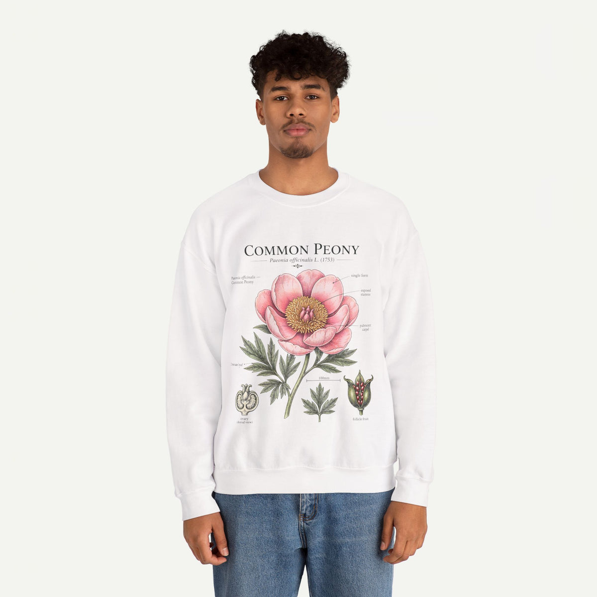 Peony Botanical Sweatshirt — "Common Peony" Floral Crewneck