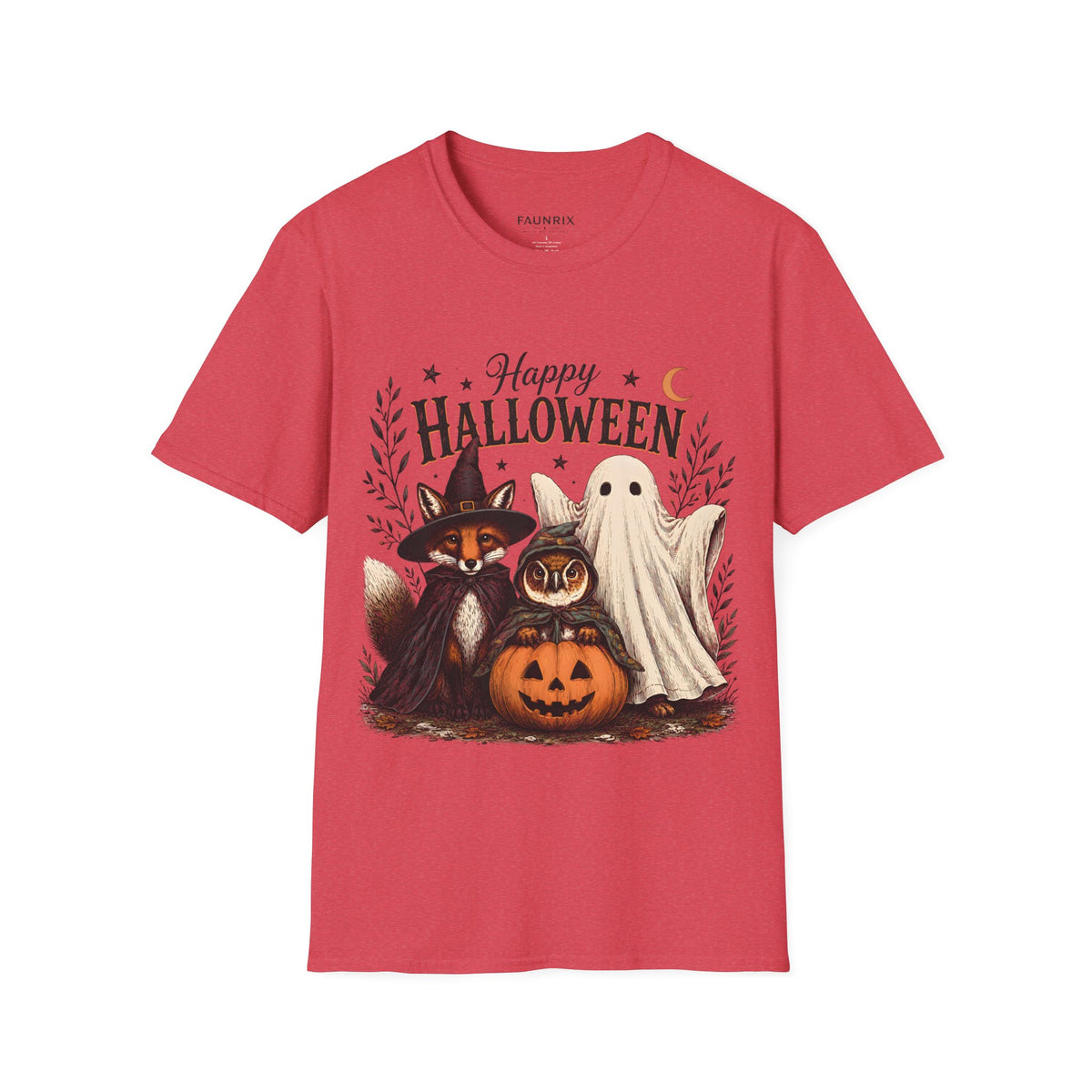 Happy Halloween T-Shirt — Cute Witch Cat & Ghost Pumpkin Graphic Tee