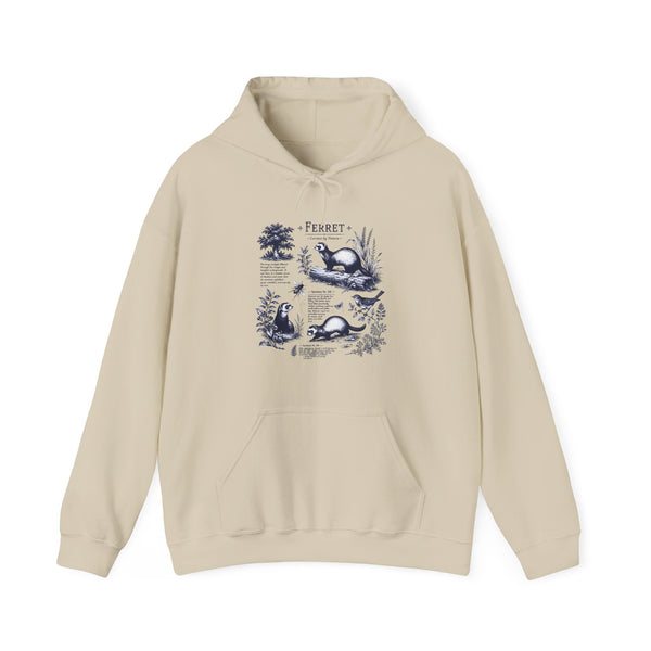 Ferret Vintage Illustration Hoodie — Retro Wildlife Graphic Sweatshirt