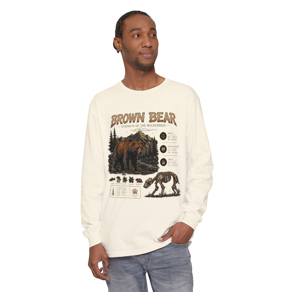 Brown Bear Wildlife Graphic Long Sleeve Tee