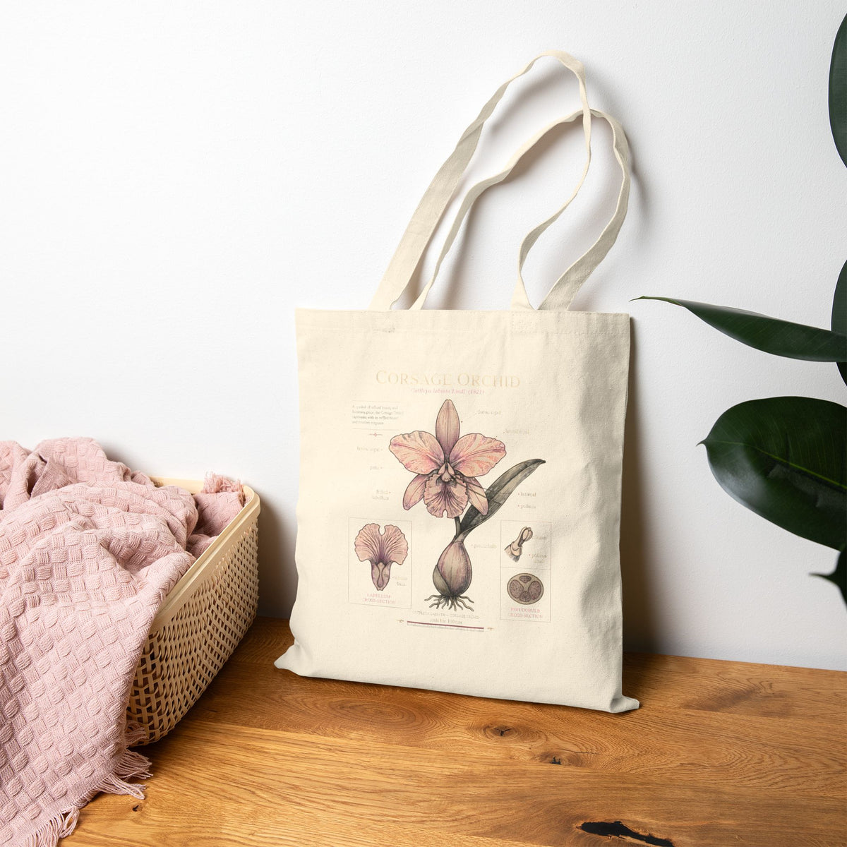 Botanical Amaryllis Canvas Tote Bag