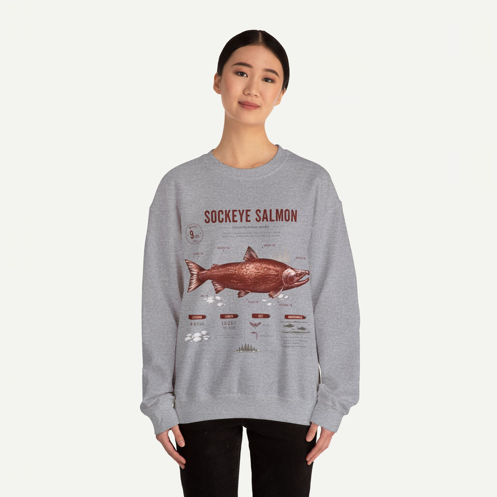 Sockeye Salmon Anatomy Sweatshirt — Vintage Fish Illustration Tee for Anglers & Nature Lovers