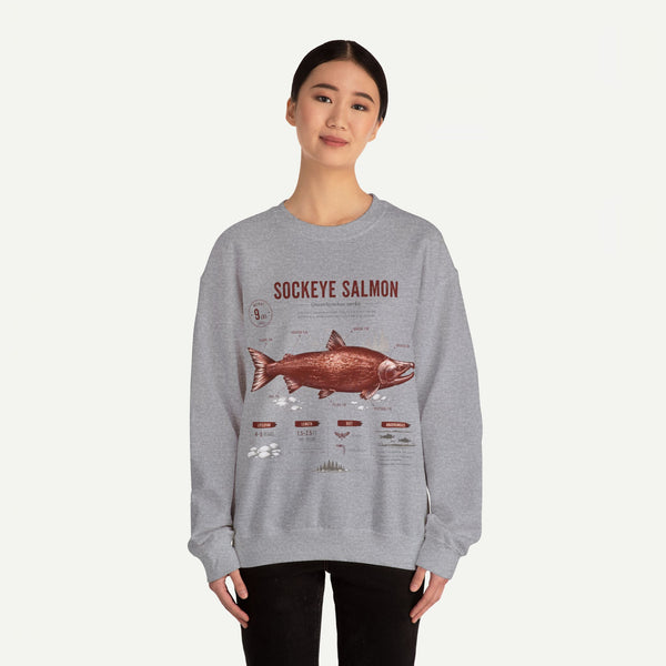 Sockeye Salmon Anatomy Sweatshirt — Vintage Fish Illustration Tee for Anglers & Nature Lovers