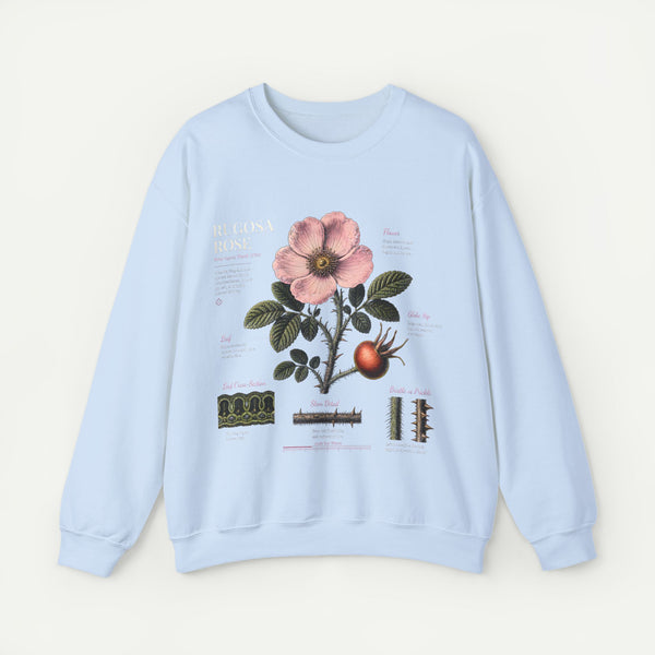 Botanical Rose Crewneck Sweatshirt – Vintage Floral Illustration
