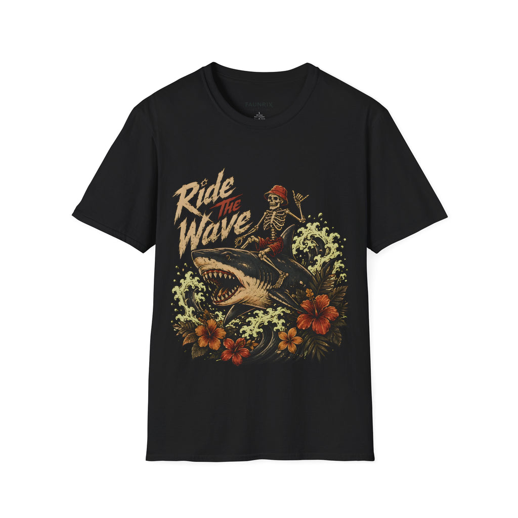 Ride The Wave Surf Skeleton T-Shirt — Vintage Beach Skull Tee