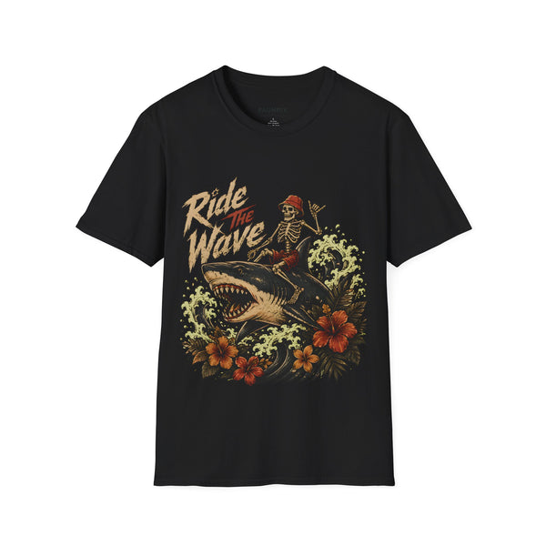 Ride The Wave Surf Skeleton T-Shirt — Vintage Beach Skull Tee