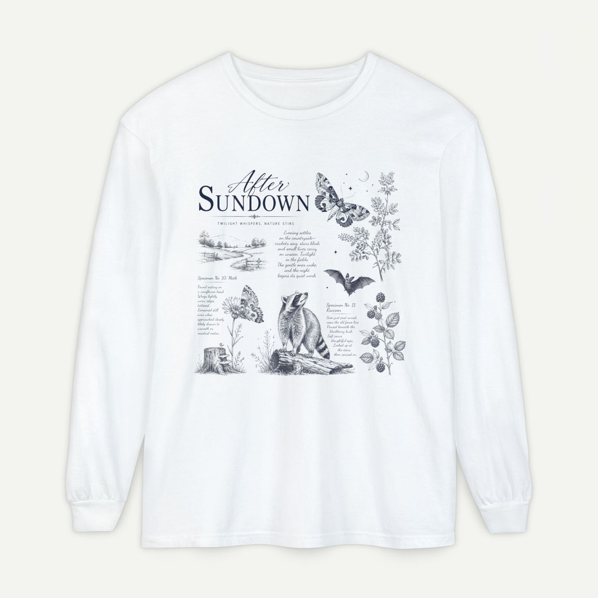 After Sundown Long Sleeve Tee — Night Nature Wildlife Graphic