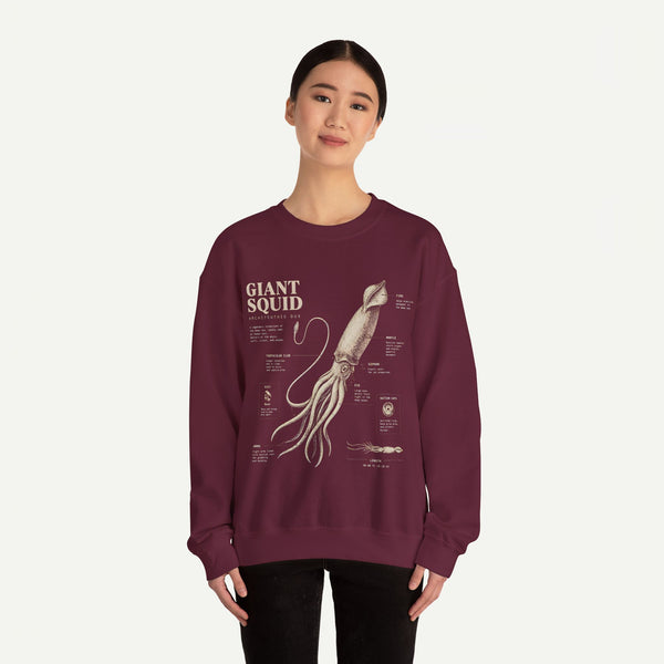 Giant Squid Anatomy Sweatshirt — Vintage Nautical Marine Biology Crewneck