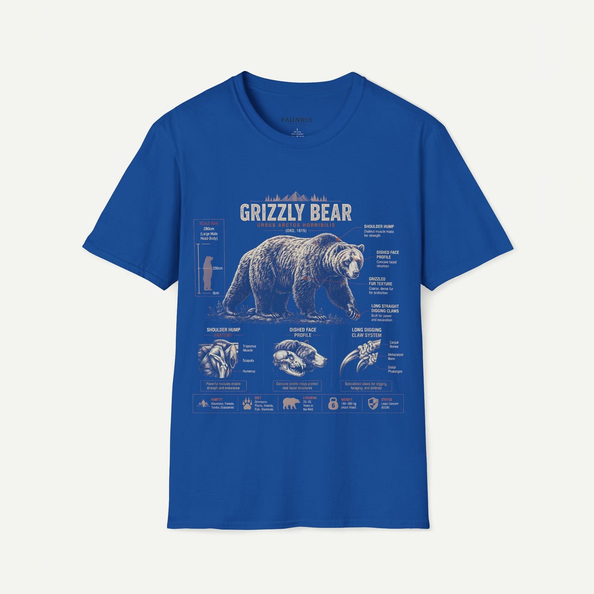 Grizzly Bear Anatomy Vintage Graphic T-Shirt — Wildlife Animal Tee