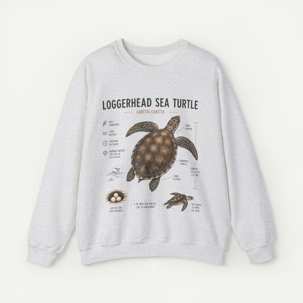 Loggerhead Sea Turtle Anatomy Sweatshirt — Marine Life Educational Crewneck