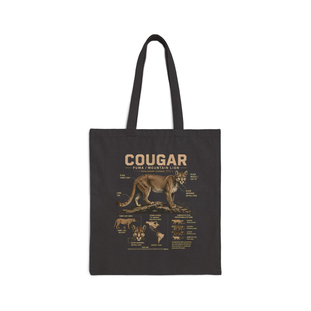 Cougar Anatomy Canvas Tote Bag — Wildlife Illustration Eco Shopper